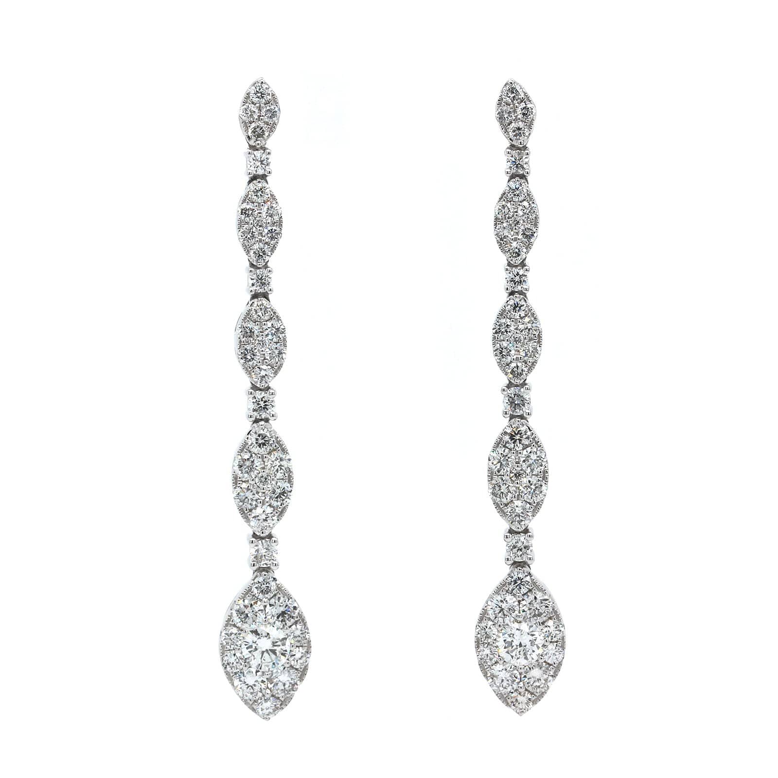 14K White Gold Diamond Drop Earrings