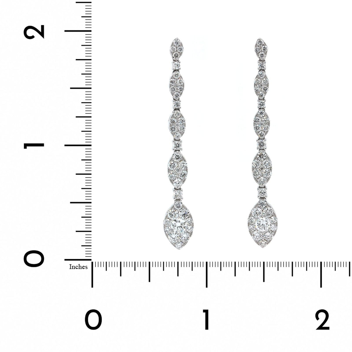 14K White Gold Diamond Drop Earrings