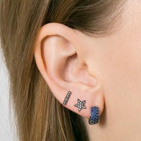 14K White Gold Sylvie Rose Black Rhodium Diamond Bar Earrings