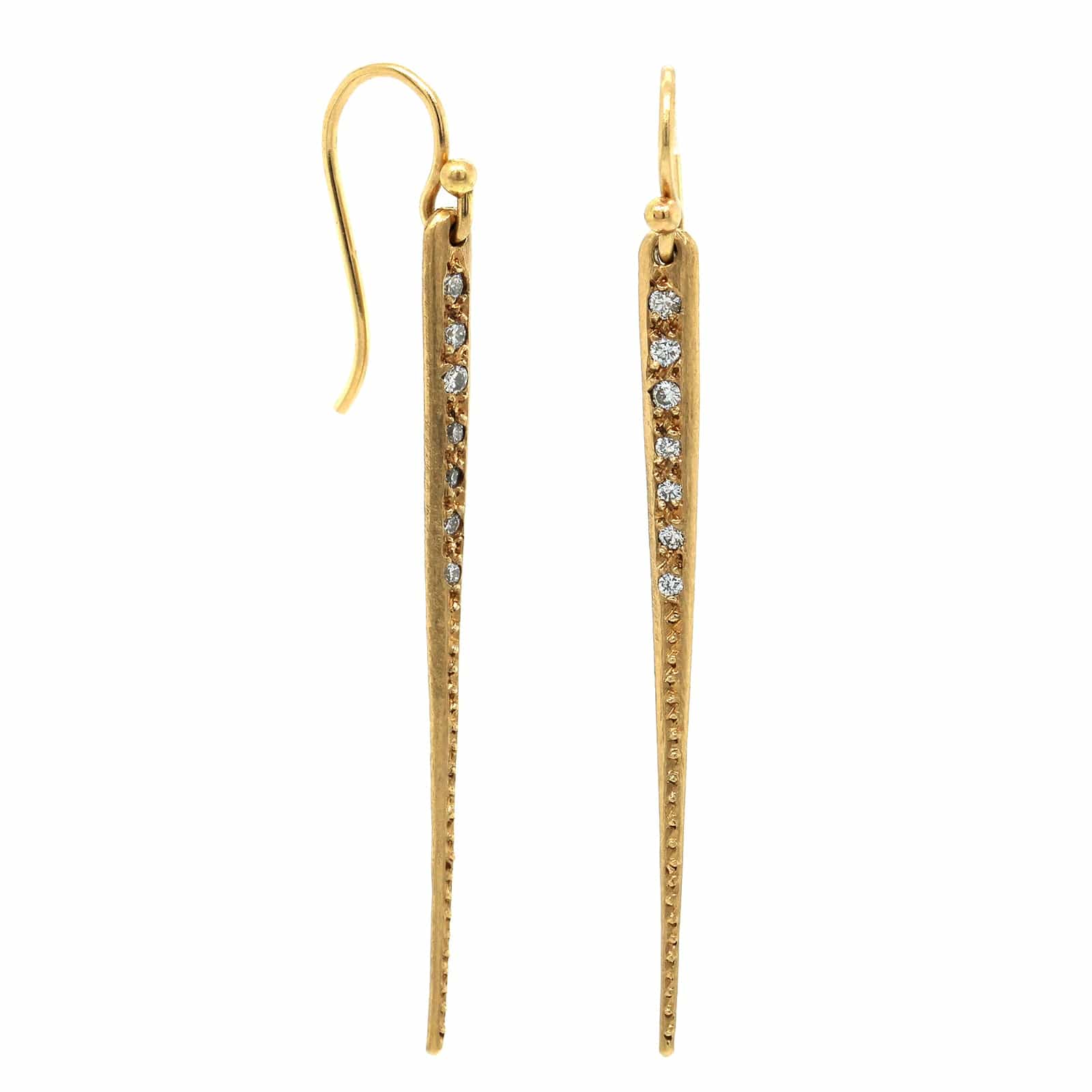 18K Yellow Gold Diamond Spike Earrings