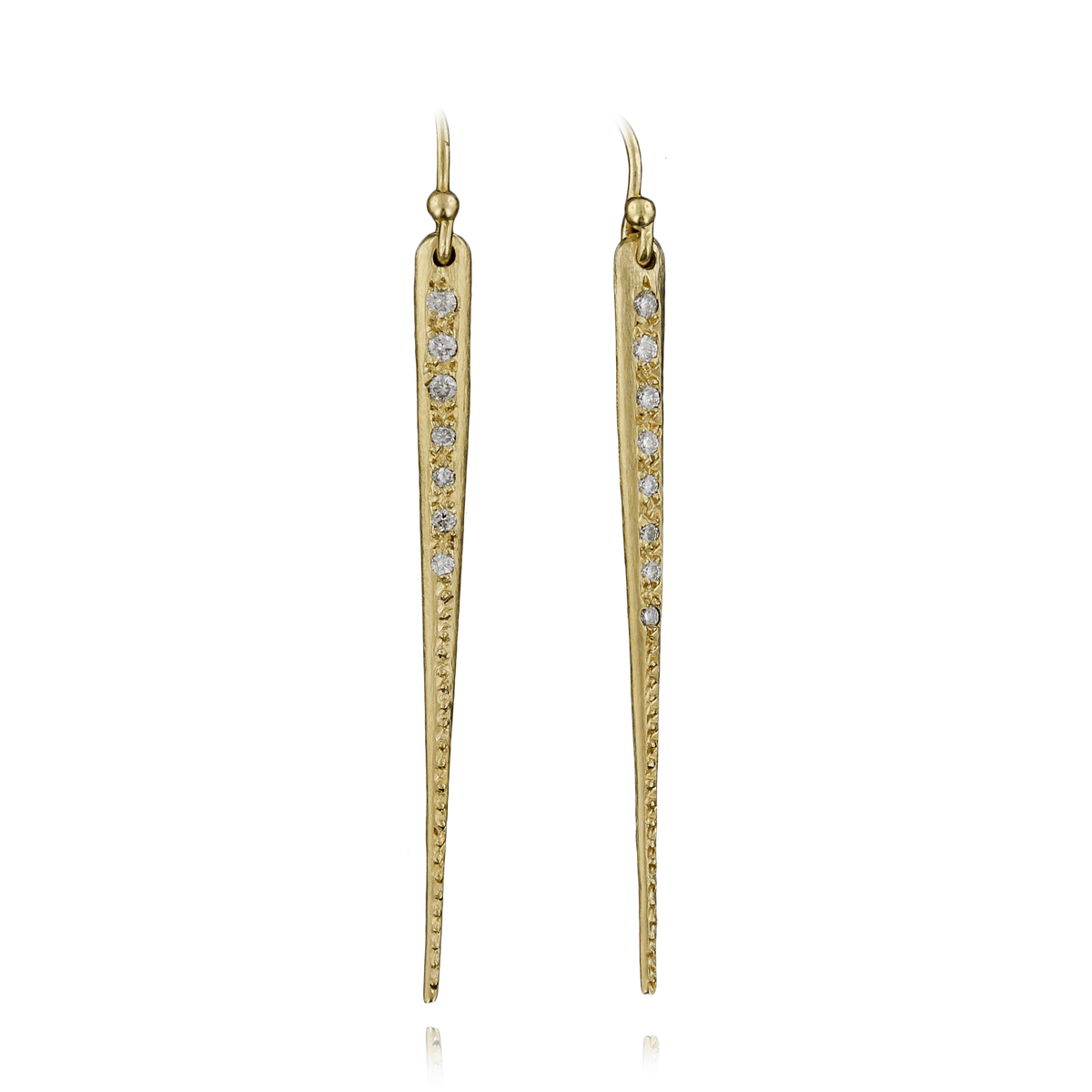 18K Yellow Gold Diamond Spike Earrings