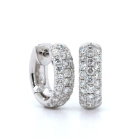 18K White Gold Pave Diamond Huggie Earrings
