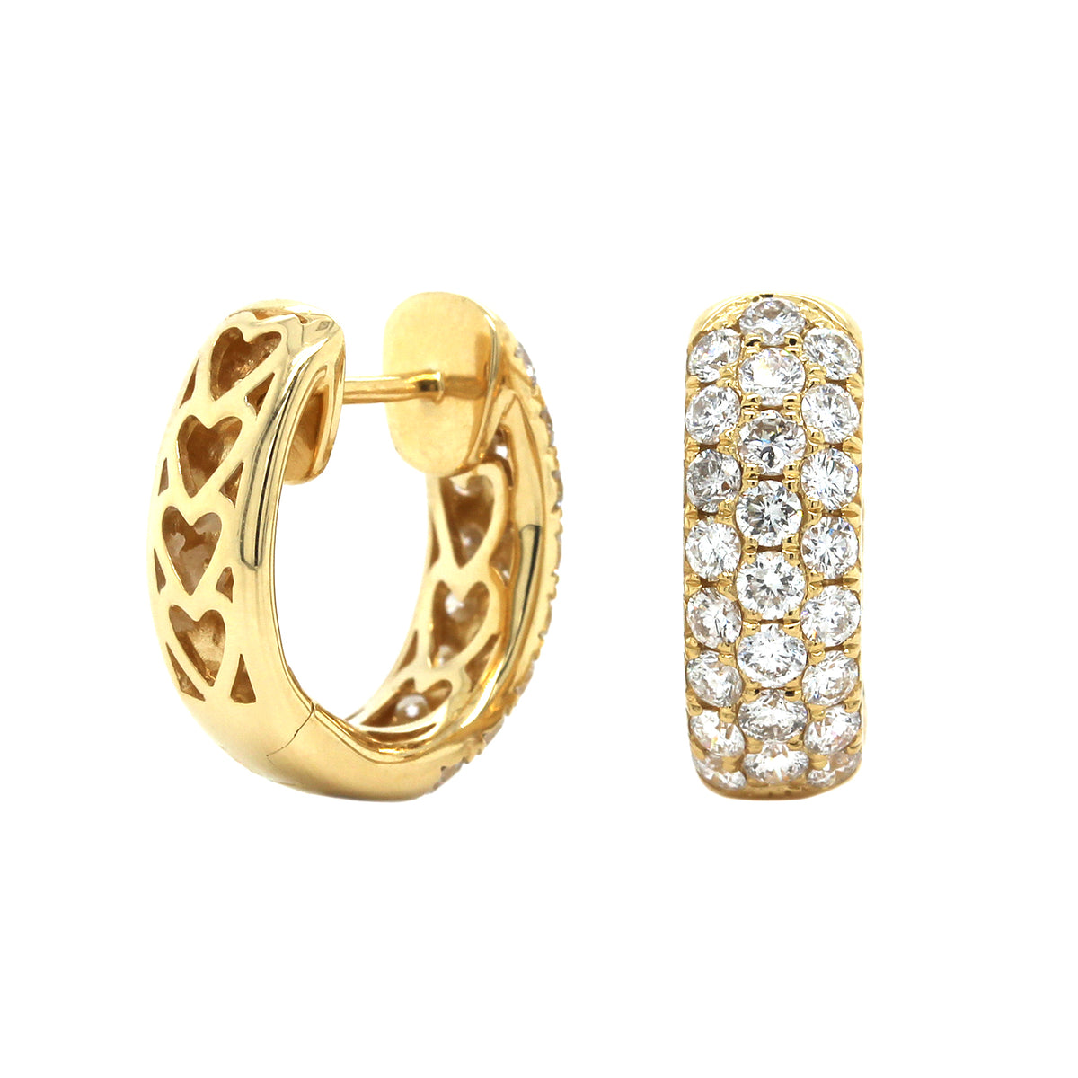 18K Yellow Gold Pave Diamond Huggie Earrings
