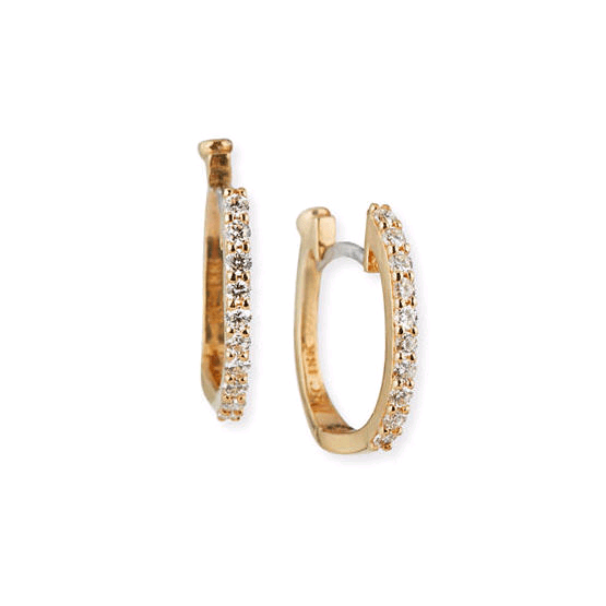 18K Rose Gold Diamond Huggie Earrings