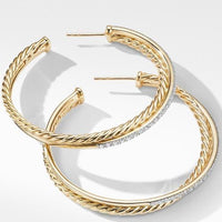 Crossover XL Hoop Earrings in 18K Yellow Gold with Diamonds