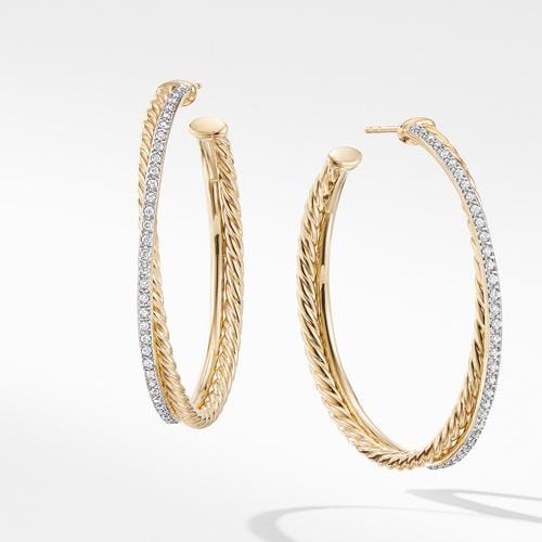 Crossover XL Hoop Earrings in 18K Yellow Gold with Diamonds