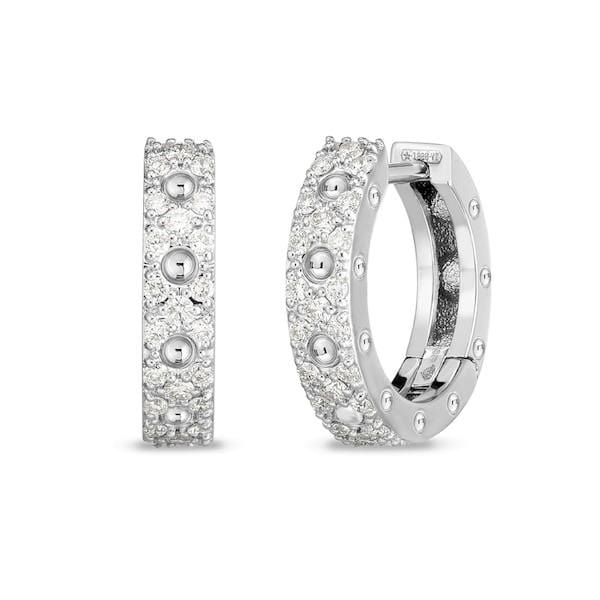 18K White Gold Pois Mois Diamond Huggie Earrings