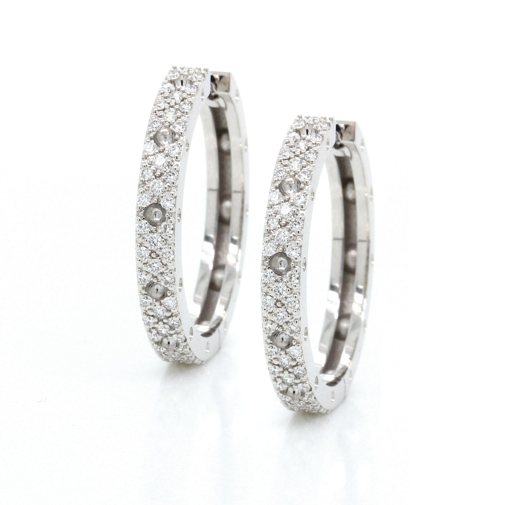 18K White Gold Diamond Pois Mois Hoop Earrings