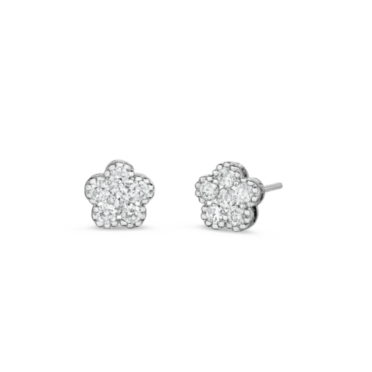 Roberto Coin 18K White Gold Flower Diamond Stud Earrings