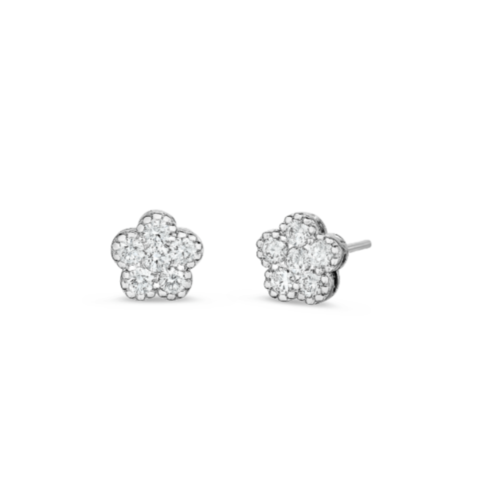 Roberto Coin 18K White Gold Flower Diamond Stud Earrings
