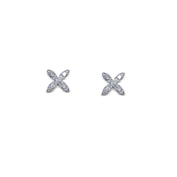 18K White Gold X Diamond Earrings