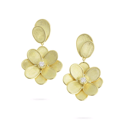 Petali 18K Yellow Gold Dangle Flower Dangle Earrings