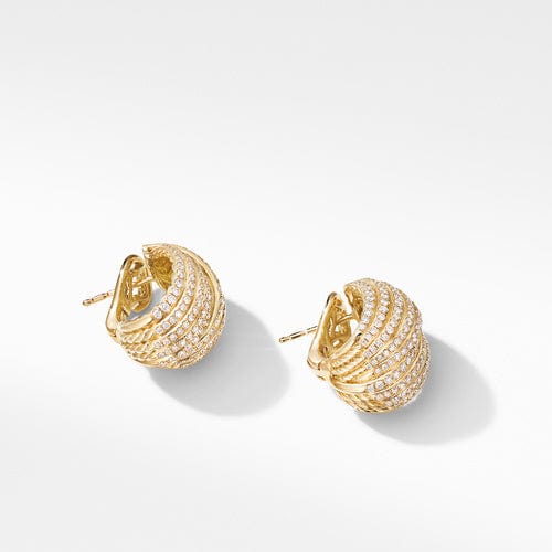 DY Origami Shrimp Earrings in 18K Yellow Gold with Diamonds