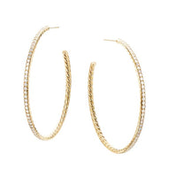 Large Hoop Earrings in 18K Yellow Gold with Pavé Diamonds