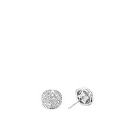 Small Cushion Stud Earrings in 18K White Gold with Pavé Diamonds