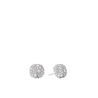 Small Cushion Stud Earrings in 18K White Gold with Pavé Diamonds