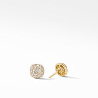 Small Cushion Stud Earrings in 18K Yellow Gold with Pavé Diamonds