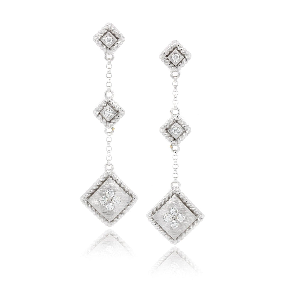 18K White Gold Palazzo Diamond Drop Earrings
