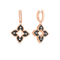18K Rose Gold Flower Diamond Earrings