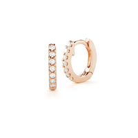 14K Rose Gold Diamond Huggie Earrings