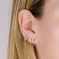 Dana Rebecca 14K White Gold Diamond Huggee Hoop Earrings