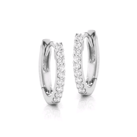 14K White Gold Diamond Huggie Earrings