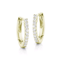 14K Yellow Gold Diamond Huggie Earrings