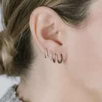 14K Rose Gold Diamond Huggie Hoops