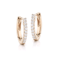 14K Rose Gold Diamond Huggie Earrings