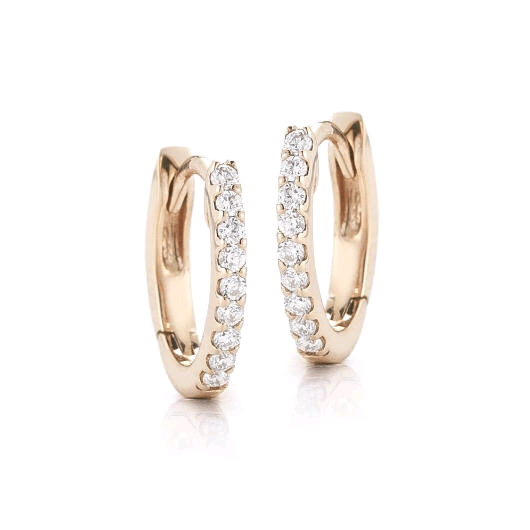 14K Rose Gold Diamond Huggie Earrings