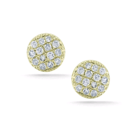 14K Yellow Gold Diamond Disc Earrings