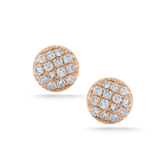 14K Rose Gold Diamond Disc Earrings