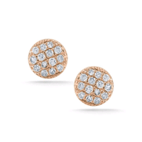 14K Rose Gold Diamond Disc Earrings