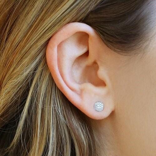 Dana Rebecca 14K White Gold Diamond Disc Stud Earrings