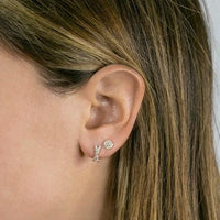 14K Yellow Gold Diamond Disc Stud Earrings
