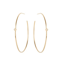 14K Yellow Gold Diamond Hoop Earrings