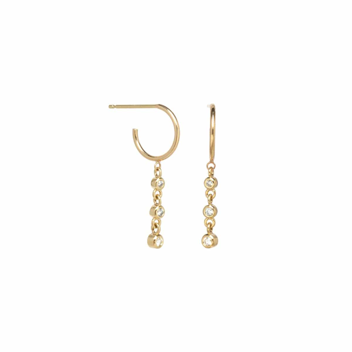14K Yellow Gold Dangle Diamond Earrings
