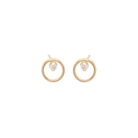 14K Yellow Gold Open Circle Diamond Stud Earrings