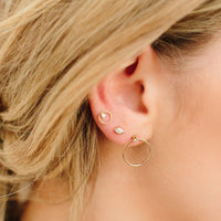 14K Yellow Gold Open Circle Diamond Stud Earrings