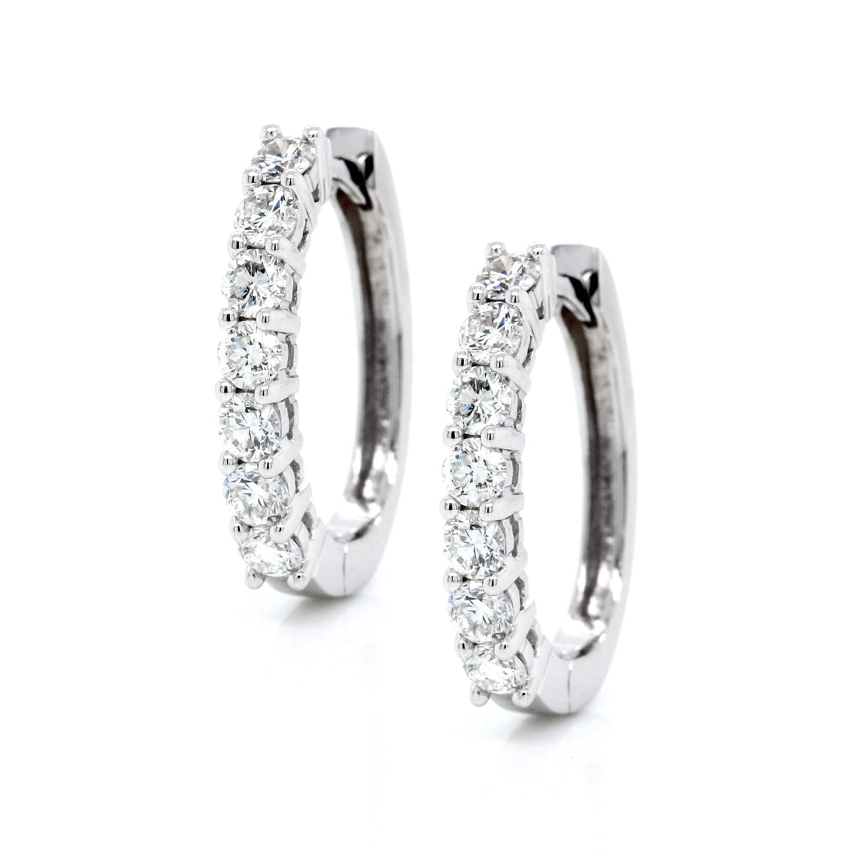 18K White Gold Diamond Huggie Earrings