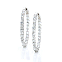 18K White Gold Diamond Hoop Earrings