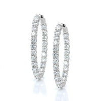 18K White Gold Diamond Hoop Earrings