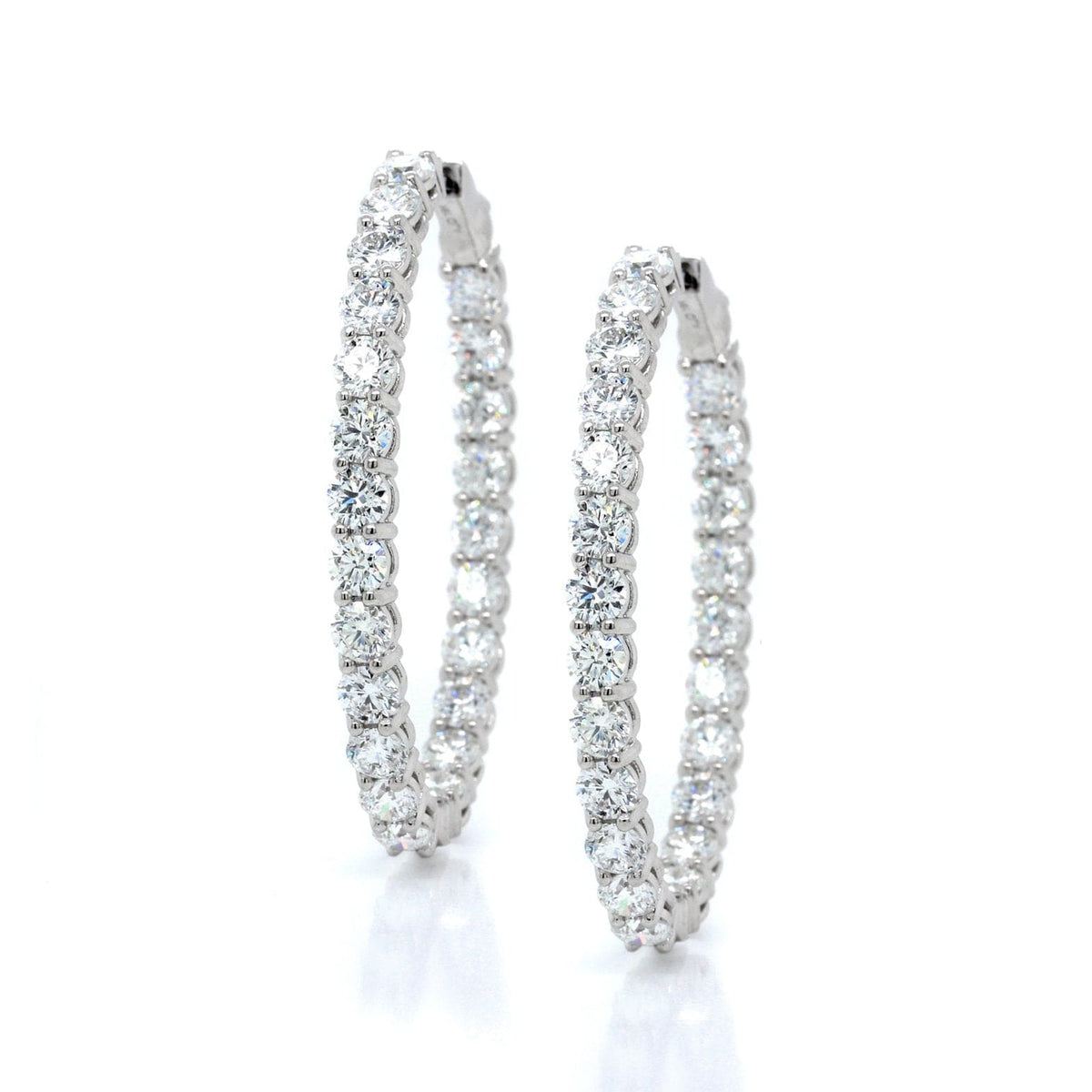 18K White Gold Diamond Hoop Earrings