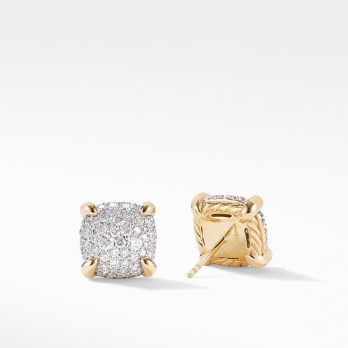Chatelaine® Stud Earrings in 18K Yellow Gold with Full Pavé Diamonds