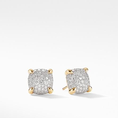 Chatelaine® Stud Earrings in 18K Yellow Gold with Full Pavé Diamonds