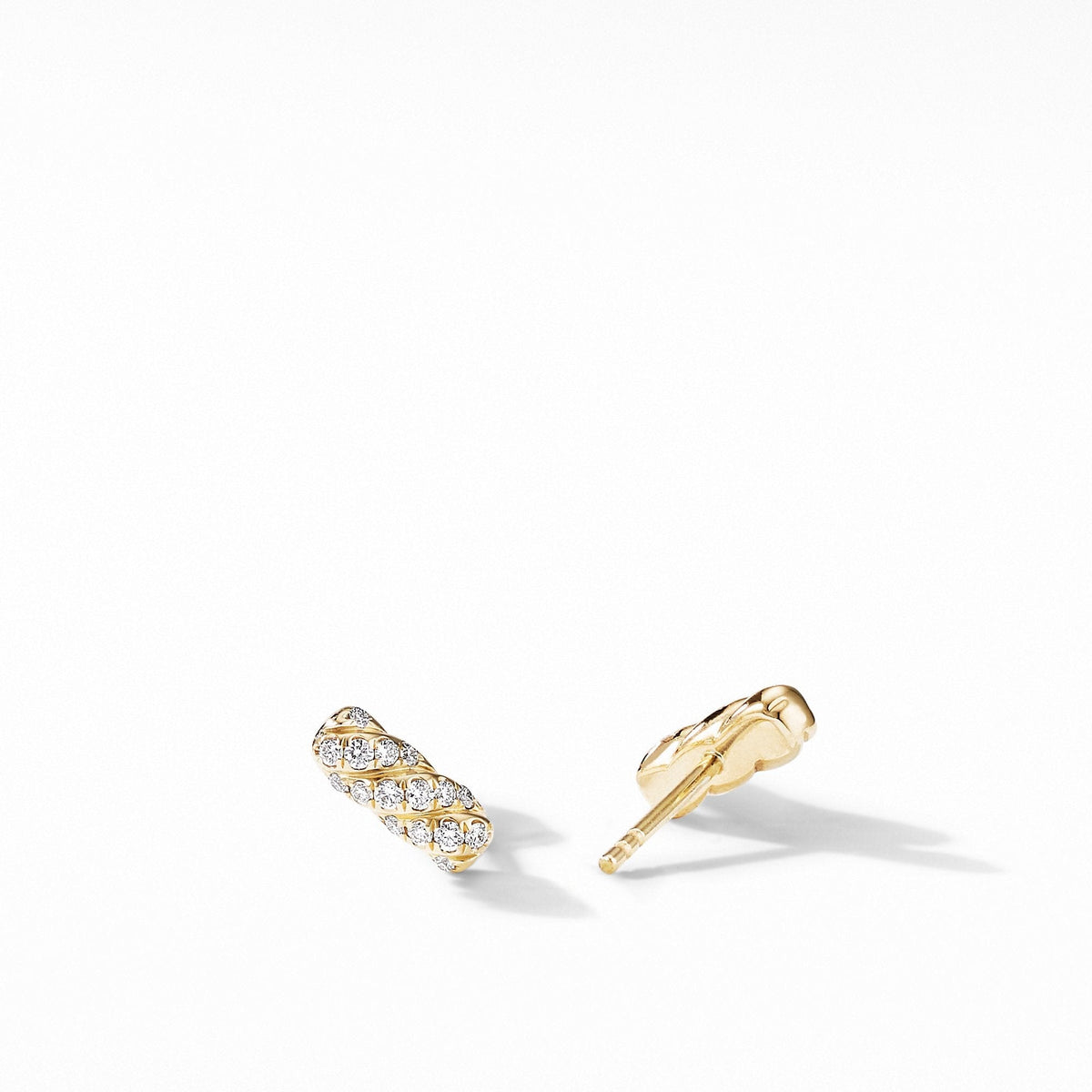 Barrel Stud Earrings in 18K Yellow Gold with Diamonds