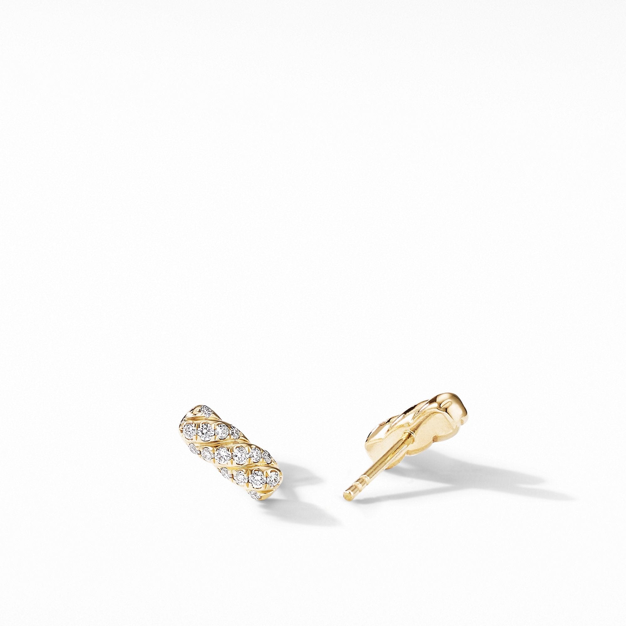 Barrel Stud Earrings in 18K Yellow Gold with Diamonds