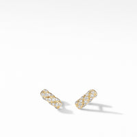 Barrel Stud Earrings in 18K Yellow Gold with Diamonds
