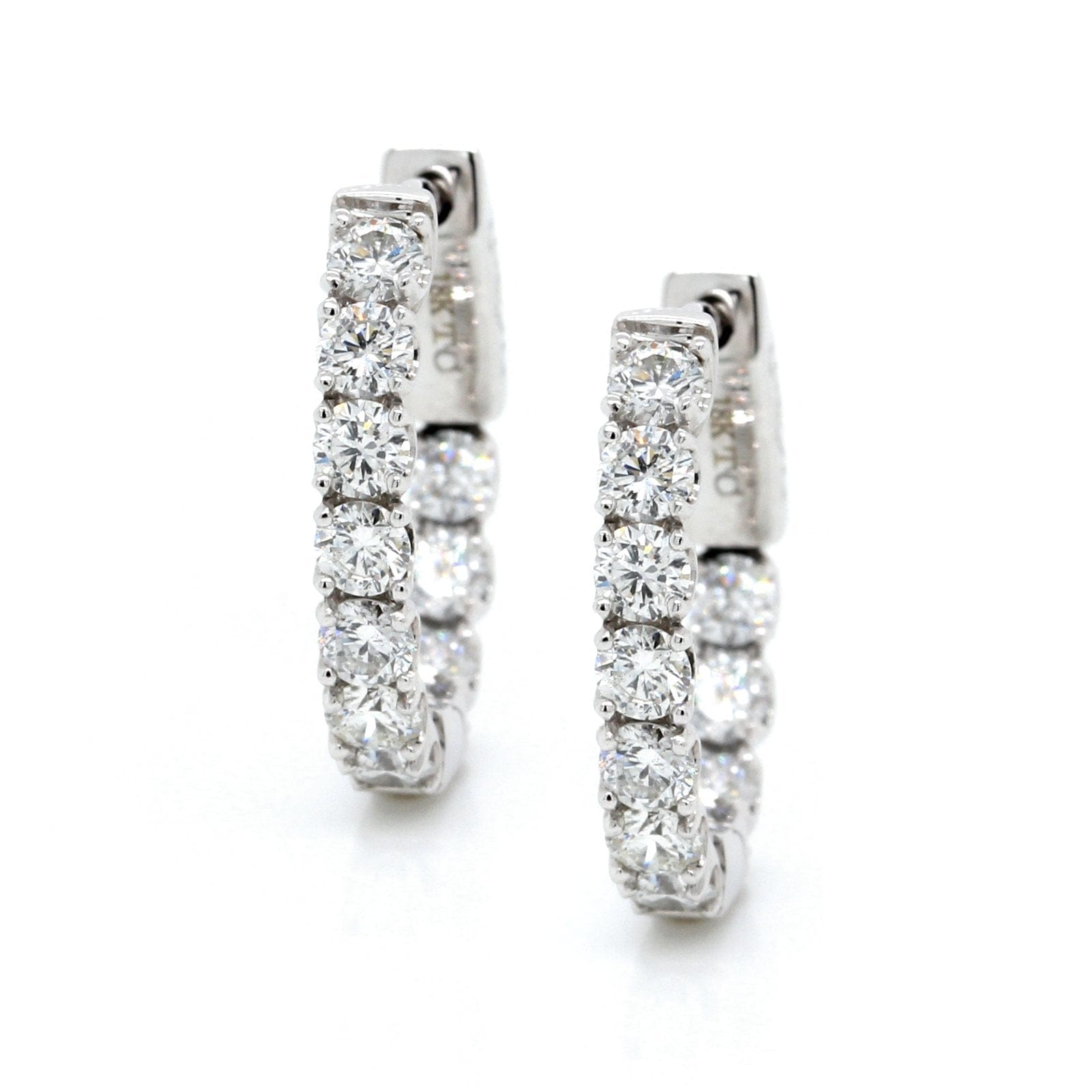 18K White Gold Diamond Huggie Earrings