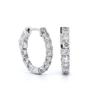 18K White Gold Diamond Huggie Earrings